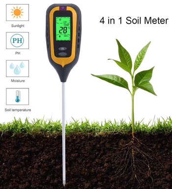 Digital Soil Thermometer 4-in-1 Soil Tester Soil Thermometer/Light/Air  Temperature/Air Humidity Meter Digital Soil/Plant Environment Survey  Instrument